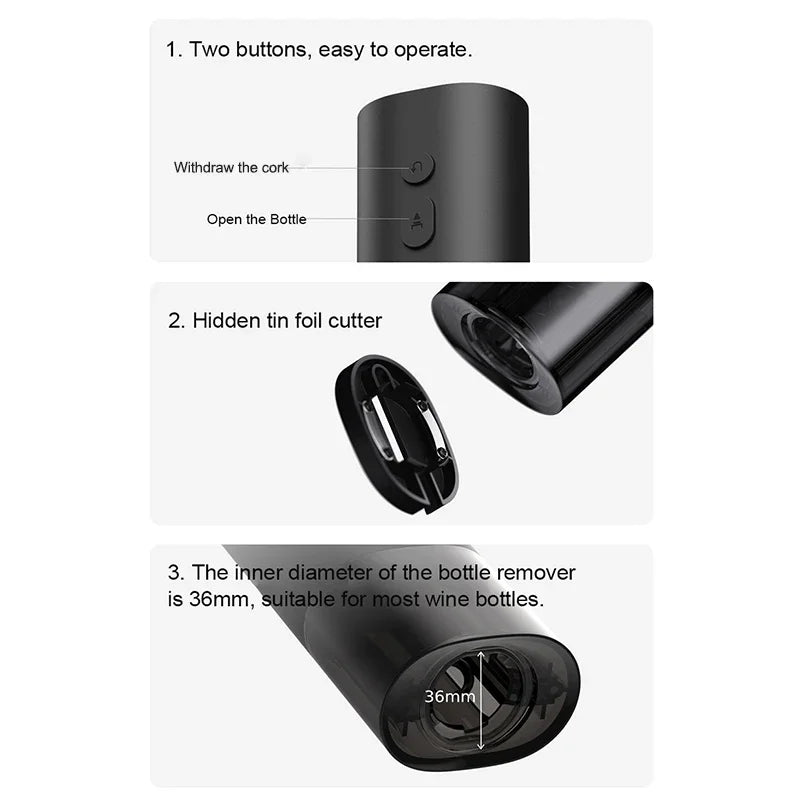 XIAOMI Mijia Electric Wine Bottle Opener Dry Battery Automatic Red Wine Bottle Cap Openers Kitchen Accessories Gadgets