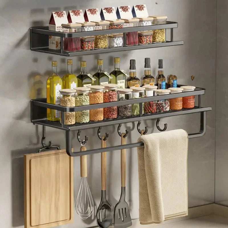 Multifunctional Kitchen Rack Spice Storage Rack Kitchen Supplies Spatula And Spoon Hooks Suitable For Kitchen Items Storage