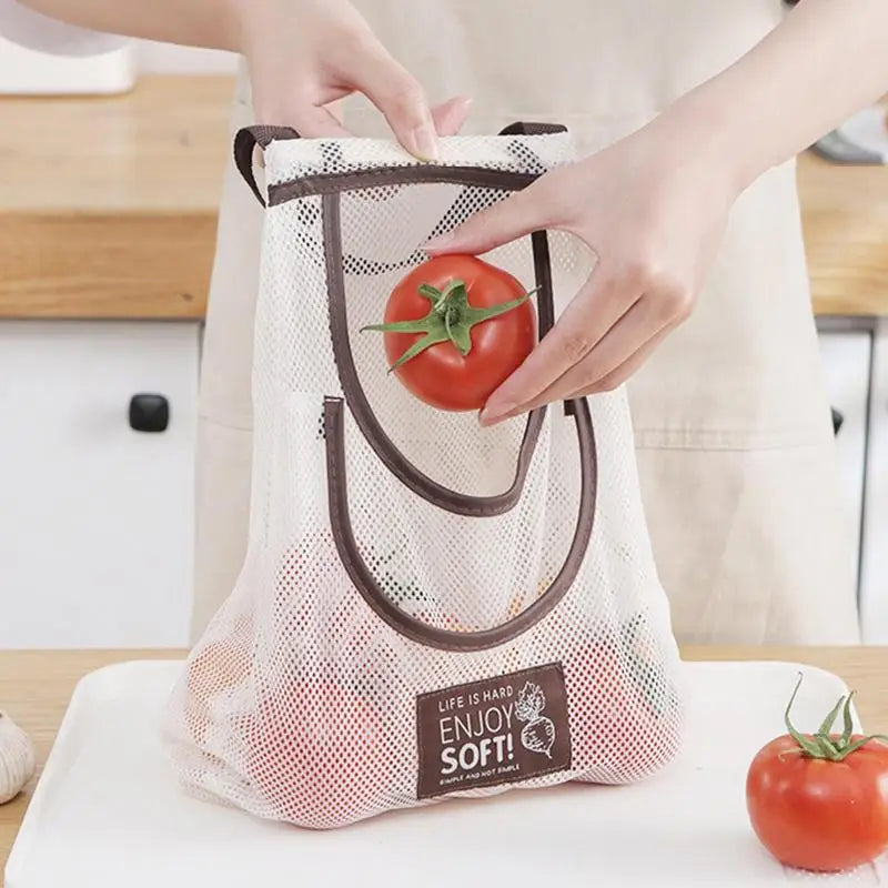 Reusable Kitchen Hanging Mesh Bag Large Capacity Home Fruit Vegetable Storage Net Bag For Ginger Garlic Potatoes Onion Mesh Bag