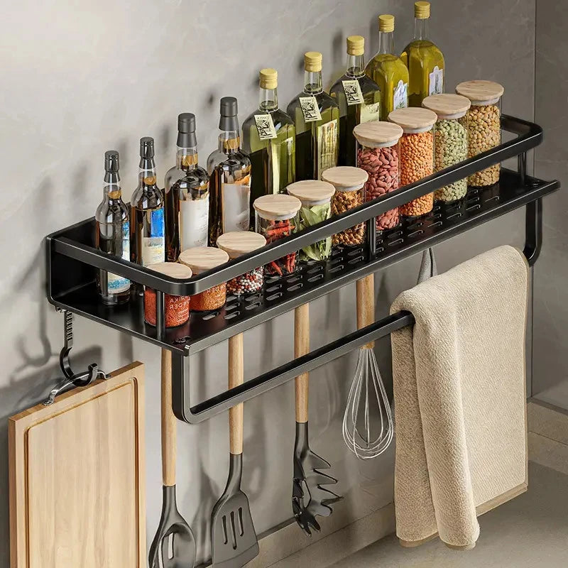 Multifunctional Kitchen Rack Spice Storage Rack Kitchen Supplies Spatula And Spoon Hooks Suitable For Kitchen Items Storage