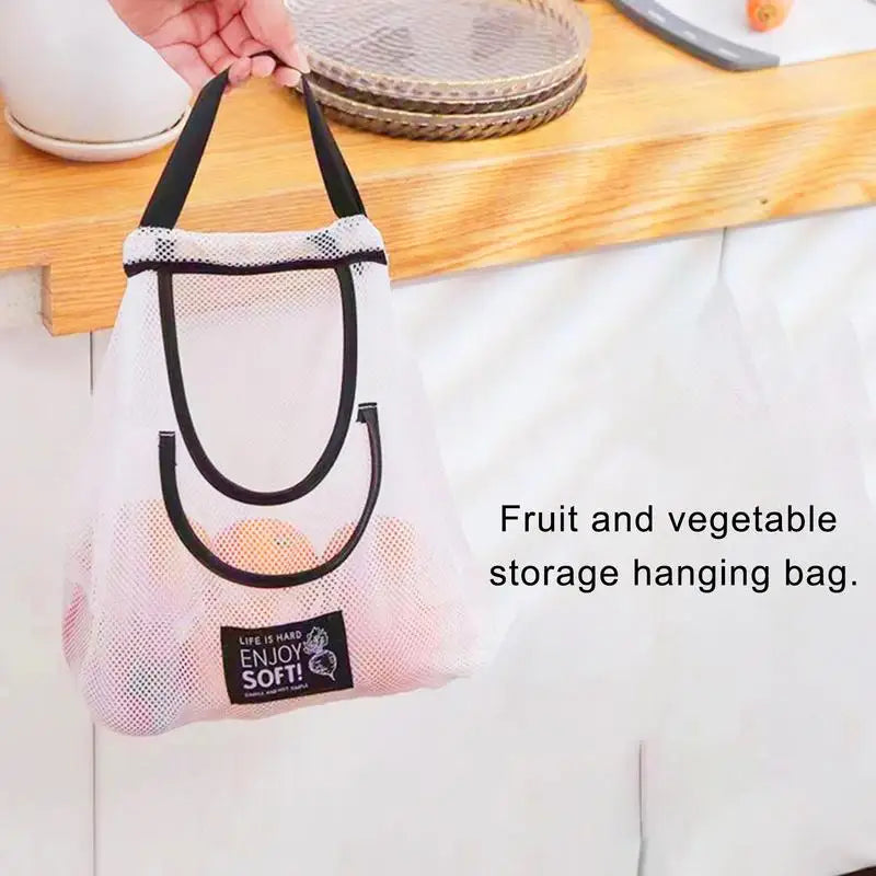 Reusable Kitchen Hanging Mesh Bag Large Capacity Home Fruit Vegetable Storage Net Bag For Ginger Garlic Potatoes Onion Mesh Bag