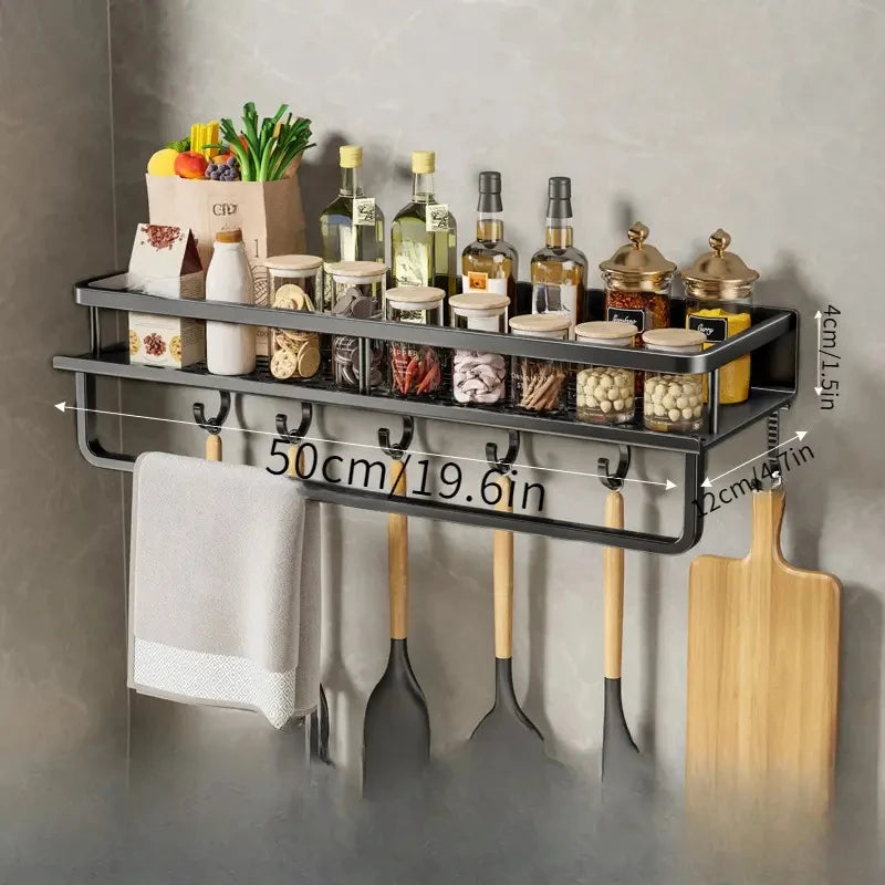 Multifunctional Kitchen Rack Spice Storage Rack Kitchen Supplies Spatula And Spoon Hooks Suitable For Kitchen Items Storage