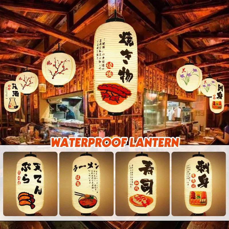 PVC Waterproof Japanese Style Lantern Korean Ramen Sashimi Izakaya Cuisine Shop Restaurant Pub Decor Hanging Lantern Outdoor